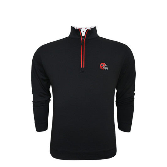 Georgia Bulldogs Helmet Logo Custom Trim Hoodie - Black