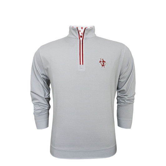 Indiana Hoosiers Vintage Bison Custom Collar Pin Dot Stripe Pullover - Grey