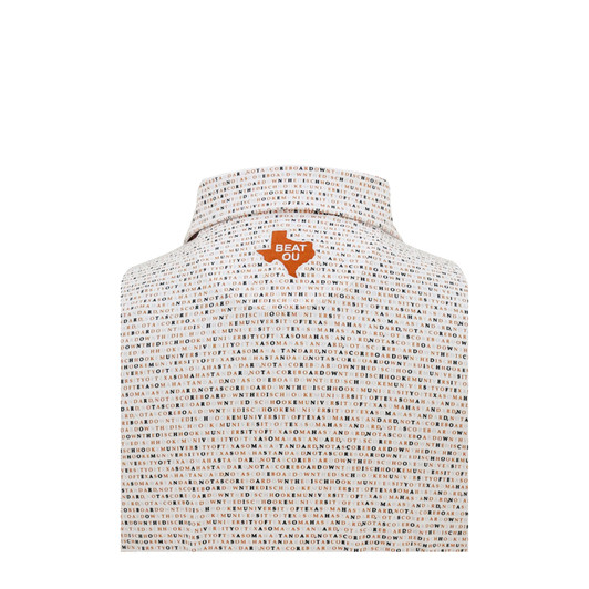 Texas Longhorns Beat OU Block T Wordmark Polo - White
