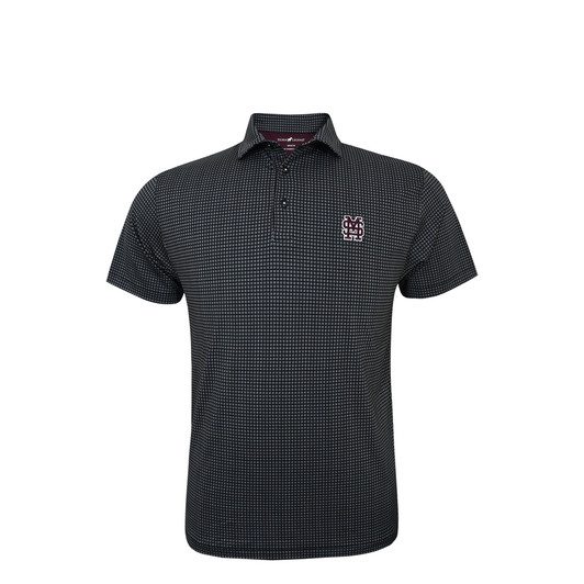 Mississippi State M over S Baseball Logo Four Square Polo - Black