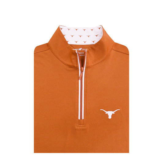 Texas Longhorns Logo Collar TX Flag Micro Fleece Pullover - Burnt Orange
