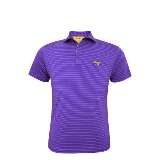 LSU Walking Tiger 3/8 Stripe Polo - Purple