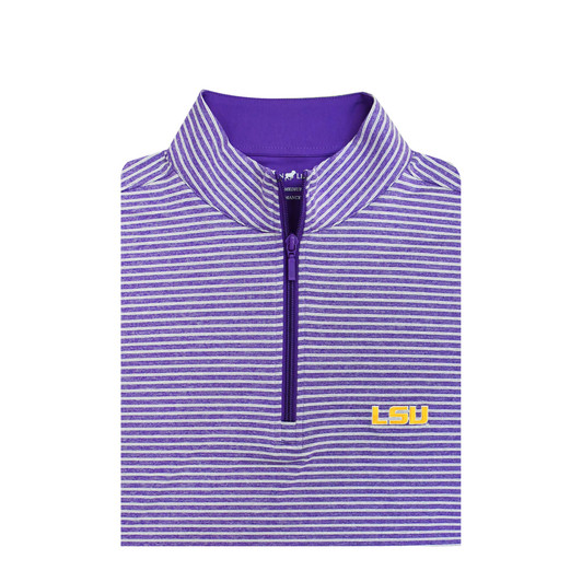LSU Tigers Heather Stripe Pullover - Purple