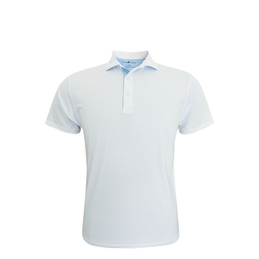 Lattice Performance Polo - White with Light Blue