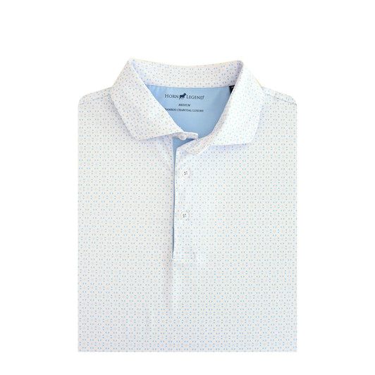Lattice Performance Polo - White with Light Blue