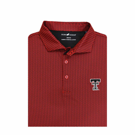 Texas Tech Red Raiders Black Scarlet Skull & Dots Polo