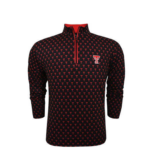 Texas Tech Red Raiders Black Custom Print Micro Fleece Performance Pullover - Black