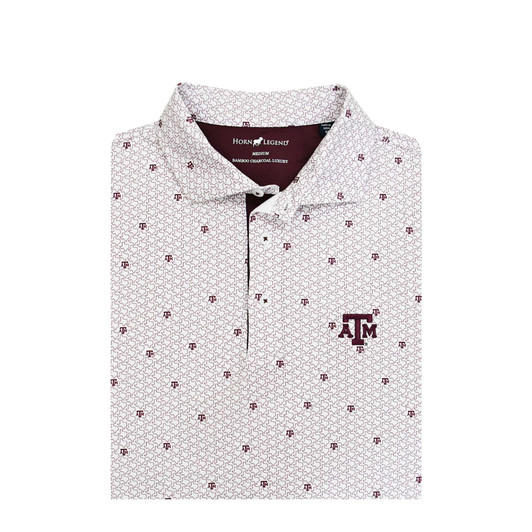 Texas A&M Aggies Micro Logo and State Print Polo - White