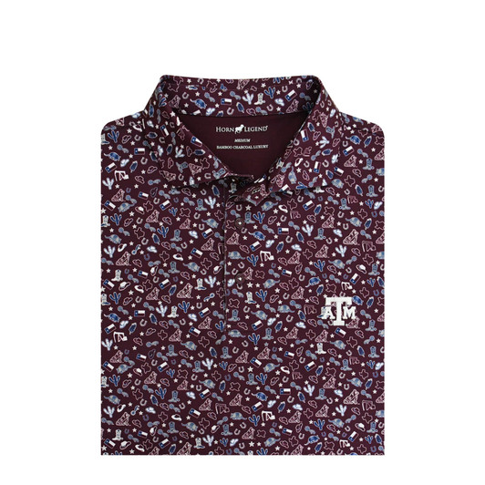 Texas A&M Aggies State Inspired Print Polo - Maroon