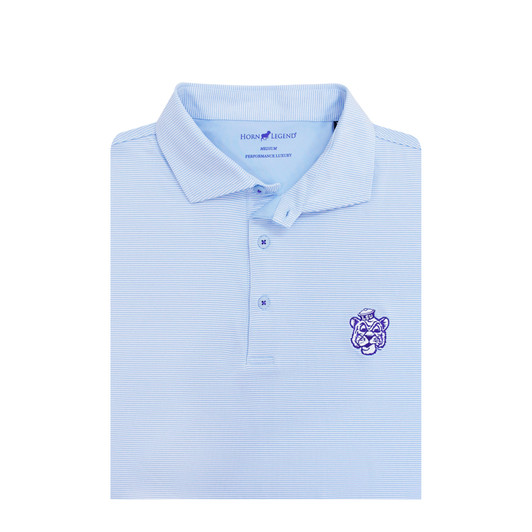 LSU Tigers Vintage 1955 1/24 Stripe Performance Polo - Light Blue