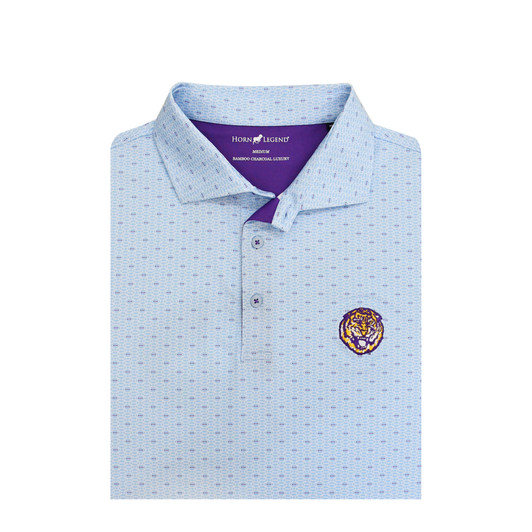 LSU Tigers Vintage 1972 Spiral Polo - Light Blue with White & Purple