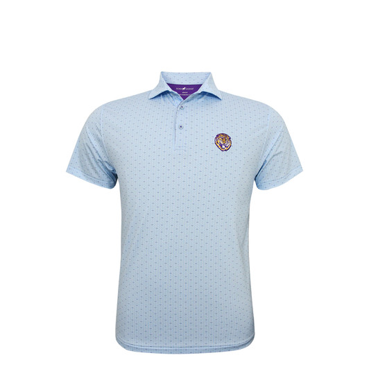 LSU Tigers Vintage 1972 Spiral Polo - Light Blue with White & Purple