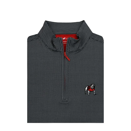 Georgia Standing Bulldog Medallions Pullover - Black with Grey