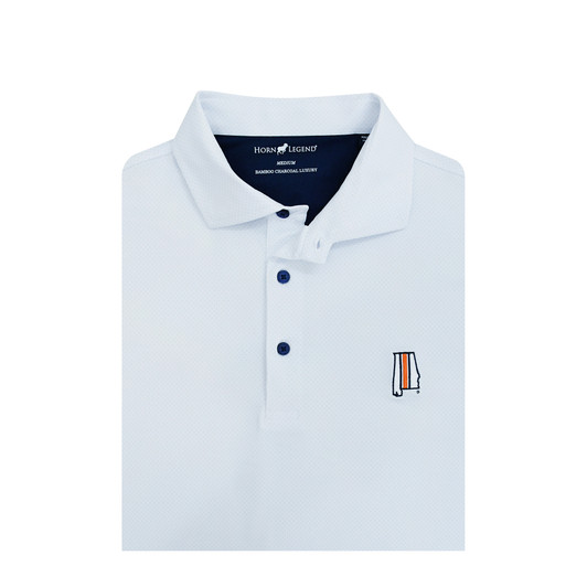 Auburn Tigers State Mark Dot Polo - White with Light Blue