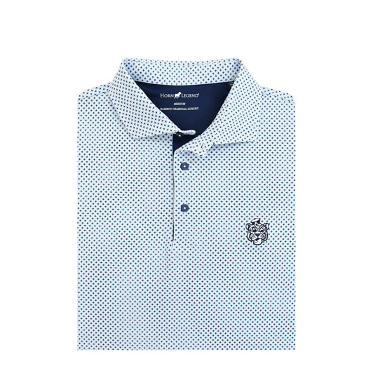 Auburn Vintage Beanie Tiger Henna Polo - White with Light Blue & Navy