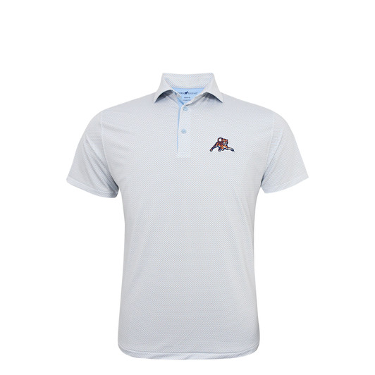 Auburn Vintage Leaping Tiger Ripple Polo - White with Light Blue & Orange