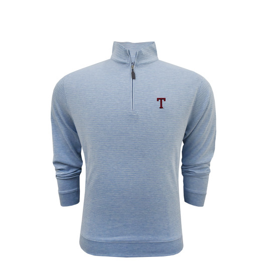Texas A&M Vintage Block T Heathered Stripe Cotton Pullover - Light Blue