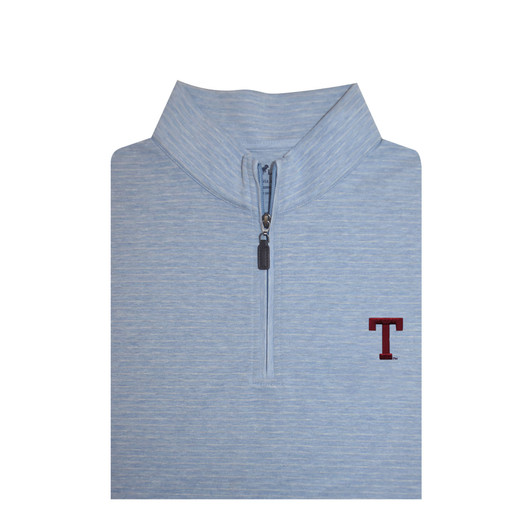 Texas A&M Vintage Block T Heathered Stripe Cotton Pullover - Light Blue
