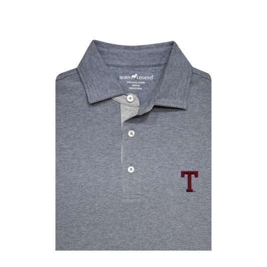 Texas A&M Vintage Block T Cotton Spandex Polo - Silver