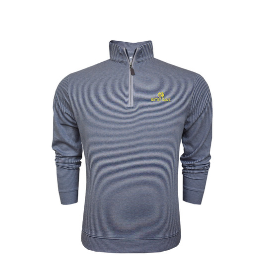 Notre Dame Mini Stripe Cotton Pullover - Navy & Grey