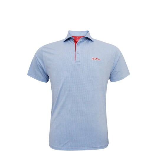 Ole Miss Checkers Polo - Powder Blue with Red