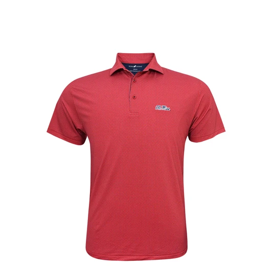 Ole Miss Football Laces Polo - Red with Powder Blue