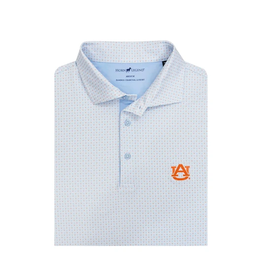 Auburn Tigers Extra Base Polo - White with Light Blue & Orange