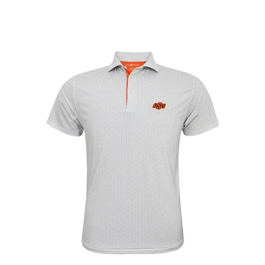 Oklahoma State Cowboys Micro State Polo - White with Orange & Light Blue