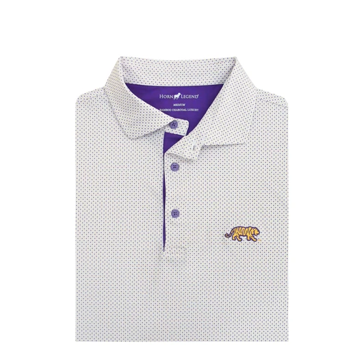 LSU Walking Bengal Checkers Polo - White