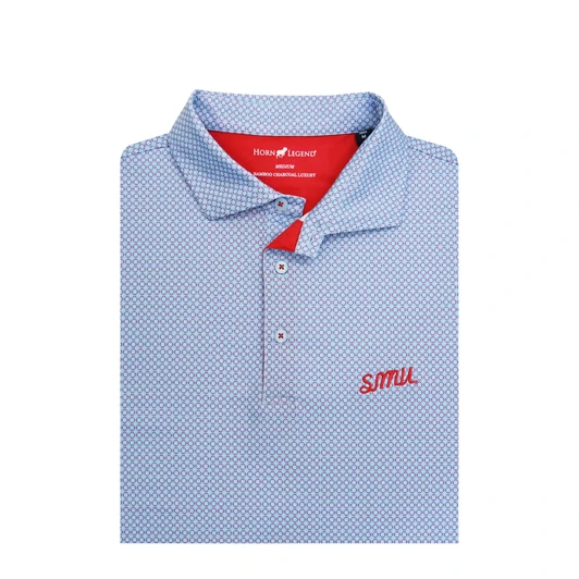 SMU Mustangs Vintage Script Henna Polo - Light Blue