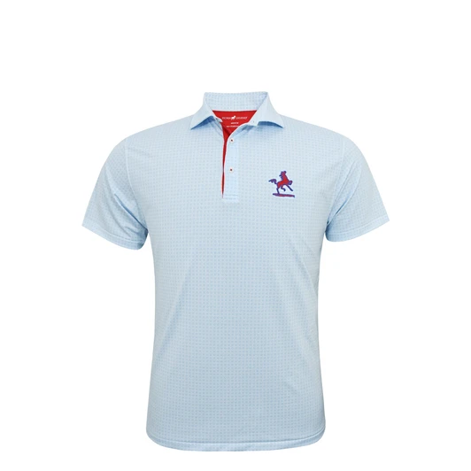 SMU Mustangs Vintage Orbit Polo - White with Light Blue