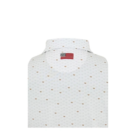 Oklahoma State Cowboys Micro State Polo with US Flag - White with Orange & Grey