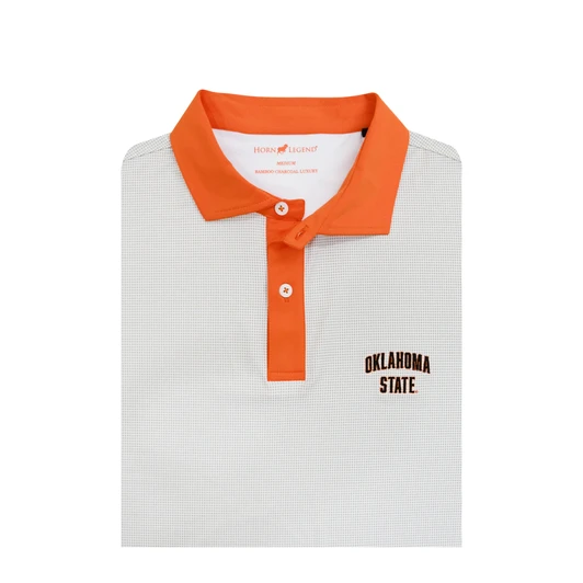 Oklahoma State Cowboys Shepherd Contrast Collar Polo - White with Orange & Sand