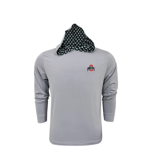 Ohio State Buckeye Leaves Custom Trim Hoodie - Grey