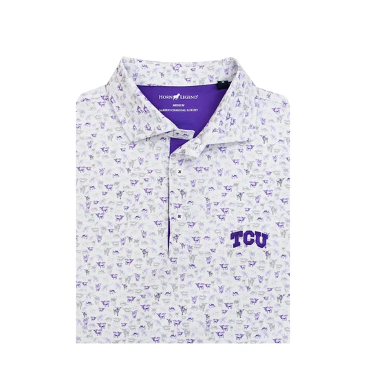 TCU Horned Frogs Herd Print Polo - White