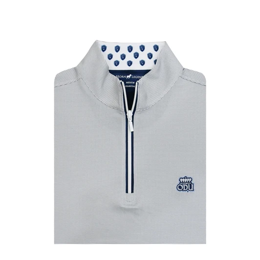 Old Dominion Monarchs Custom Collar Pin Dot Stripe Pullover - White & Grey