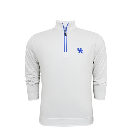 Kentucky Wildcats Shepherd PrestigeZip Pullover - White with Grey