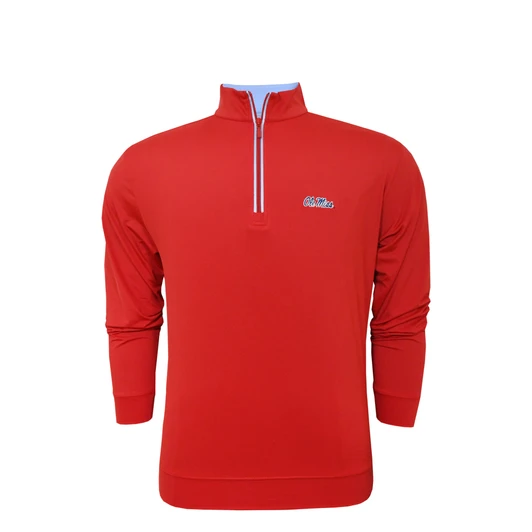 Ole Miss Coordinated Trim Pullover - Red with Powder Blue