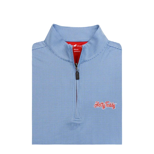 Ole Miss Hotty Toddy Shepherd Pullover - Powder Blue with Navy