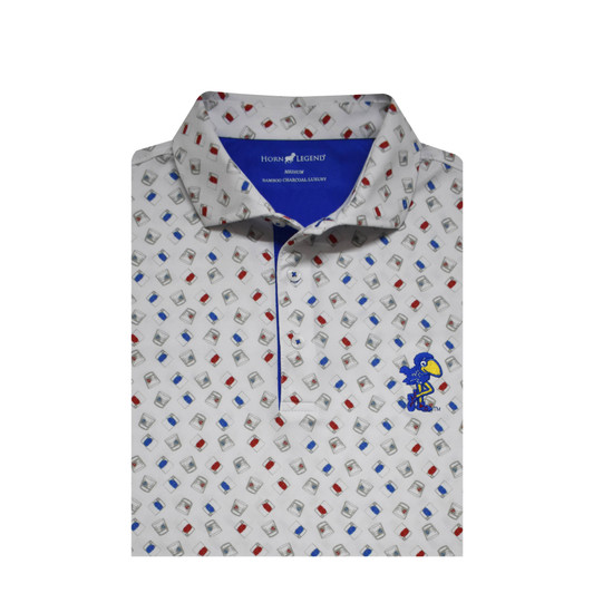 Kansas Jayhawks Vintage Tumbler Polo- White/Blue/Red