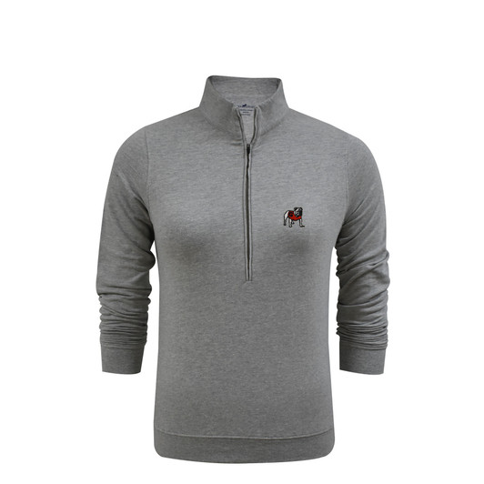 Georgia Standing Bulldog Grey Women's Stretch Fleece Pullover
