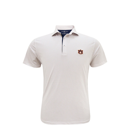 Auburn Checkers Polo - White with Navy & Orange