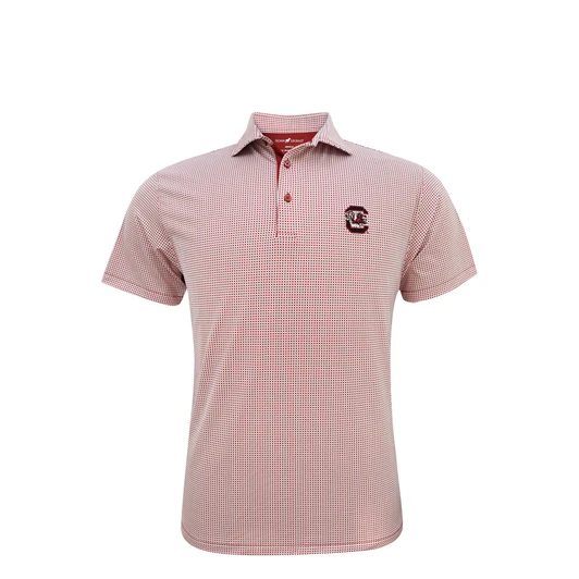 South Carolina Gamecocks Particolored Gingham Polo - White with Garnet & Grey