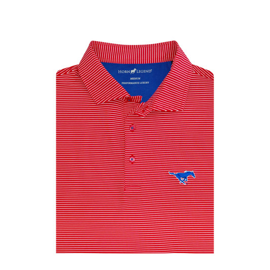SMU Mustangs Red 1/4 Stripe Performance Polo SMU Mustangs Red 1/4 Stripe Performance Polo