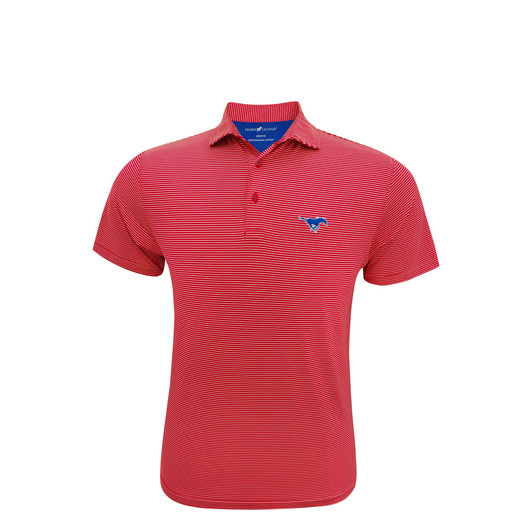 SMU Mustangs Red 1/4 Stripe Performance Polo SMU Mustangs Red 1/4 Stripe Performance Polo