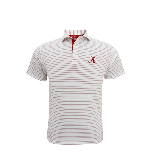 Alabama 3/8 Stripe Performance Polo - White