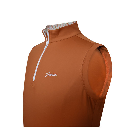 Texas Longhorns Script Particolored Collar Micro Fleece Vest - Burnt Orange