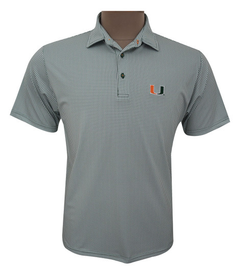 Miami Hurricanes Green Particolored Gingham Polo