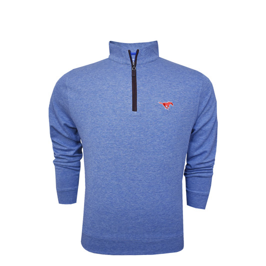 SMU Mustangs Blue Suede Zip Cotton Pullover SMU Mustangs Blue Suede Zip Cotton Pullover
