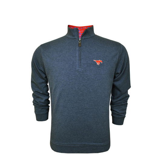 SMU Mustangs Navy Heathered Custom Trim Pullover SMU Mustangs Navy Heathered Custom Trim Pullover